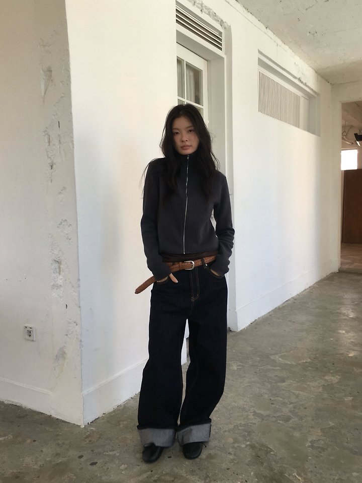Ribbed High Neck Zip-Up by Ore for Women - view 6