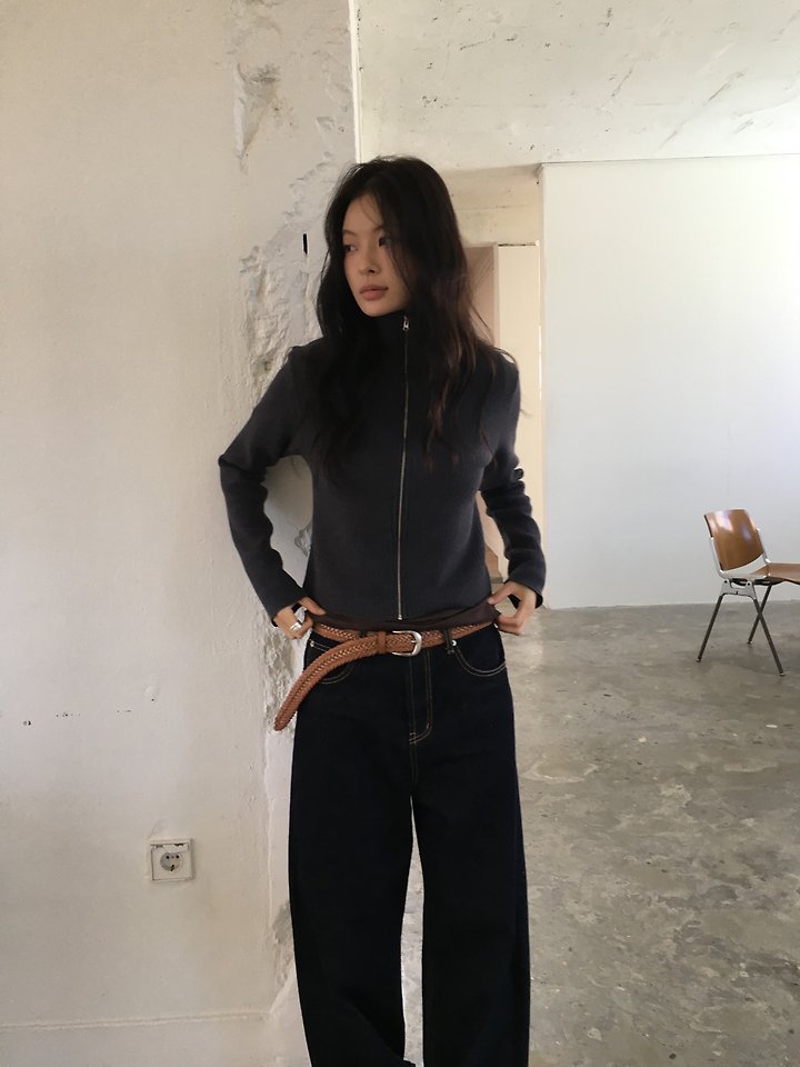 Ribbed High Neck Zip-Up by Ore for Women - view 8