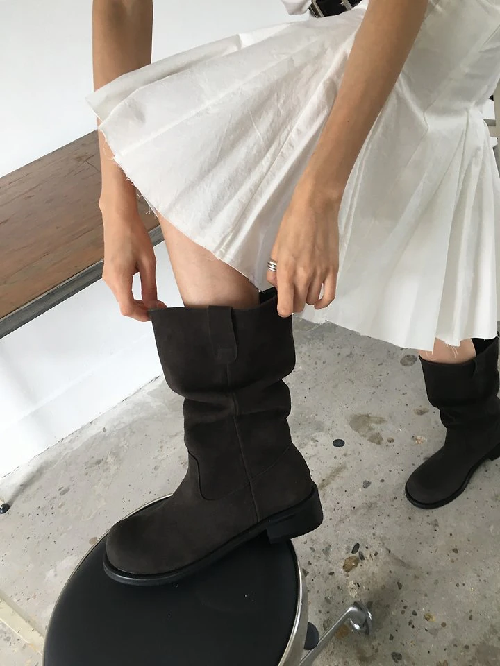 Shirring Midi Boots by Ore for Women - view 5