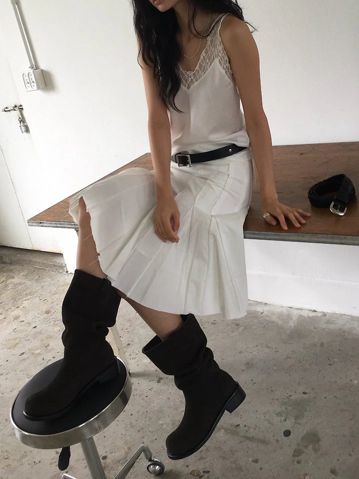 Shirring Midi Boots by Ore for Women - view 6