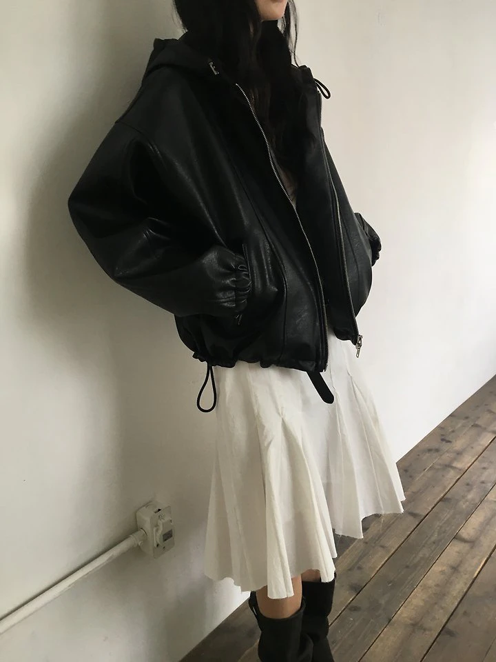 Sand Leather Hood Jacket by Ore for Women - view 10