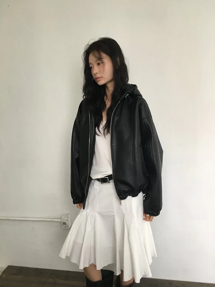 Sand Leather Hood Jacket by Ore for Women - view 12