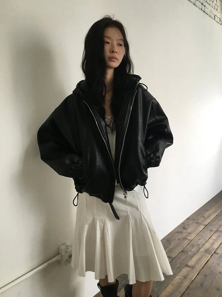 Sand Leather Hood Jacket by Ore for Women - view 8
