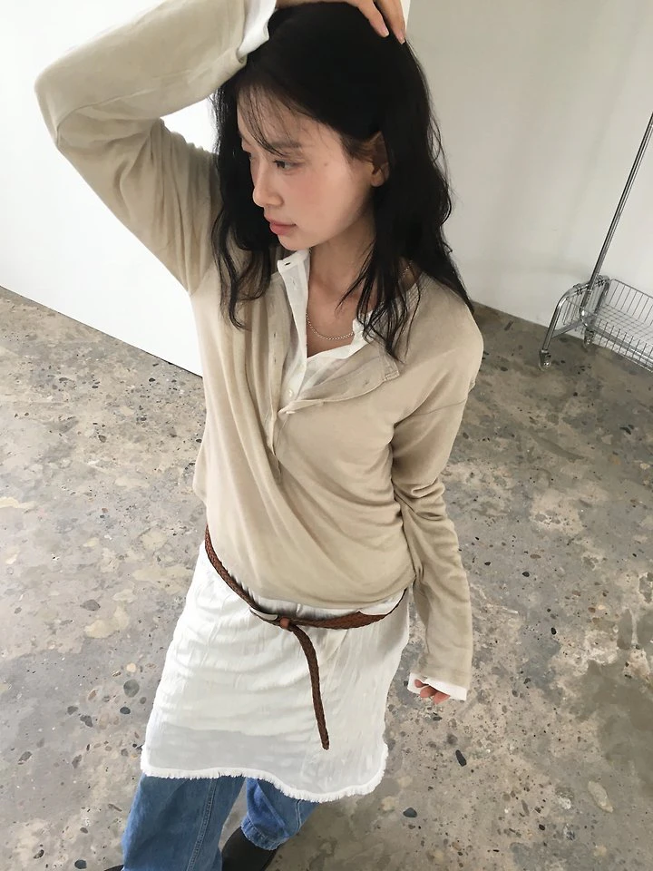 Deep Henley Neck Tee by Ore for Women - view 6