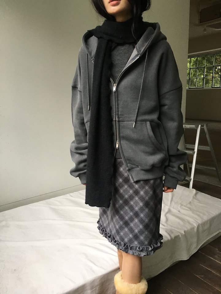 Wool Check Frill Skirt by Ore for Women - view 11
