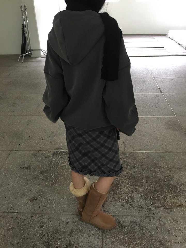 Wool Check Frill Skirt by Ore for Women - view 9