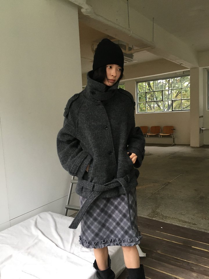 Wool High Neck Coat by Ore for Women - view 6