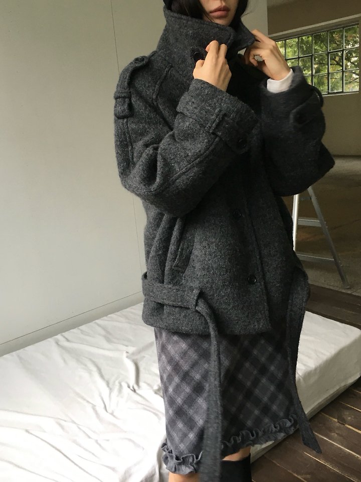 Wool High Neck Coat by Ore for Women - view 8