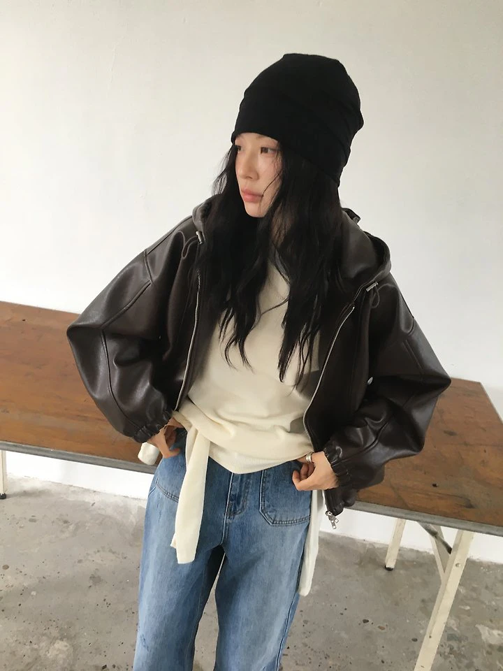 Sand Leather Hood Jacket by Ore for Women - view 2