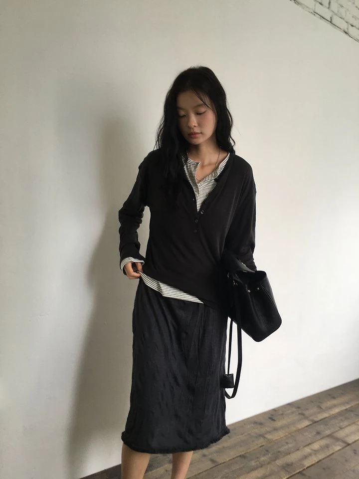 Deep Henley Neck Tee by Ore for Women - view 1