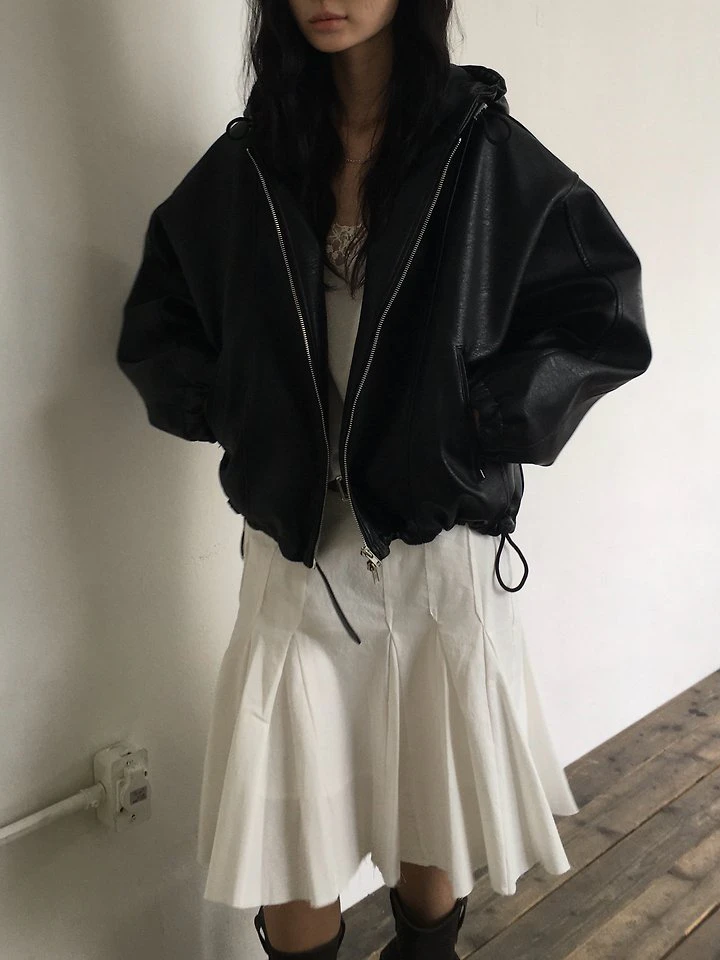 Sand Leather Hood Jacket by Ore for Women - view 7