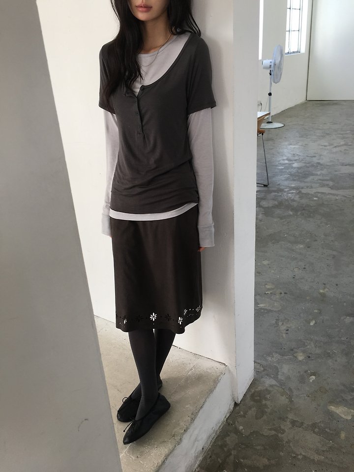 Suede Punching Skirt by Ore for Women - view 3