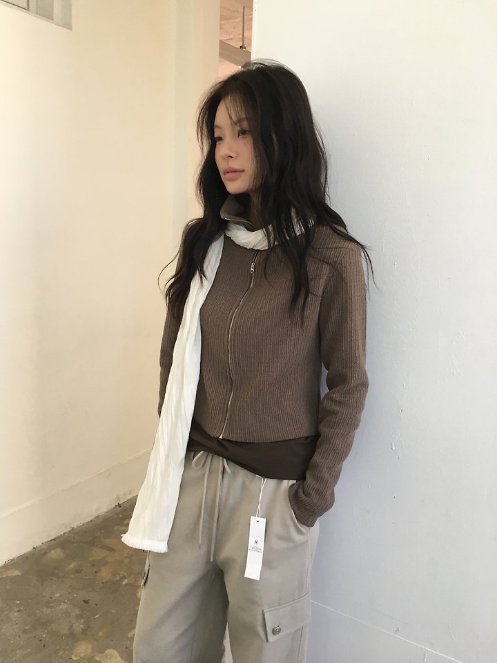 Ribbed High Neck Zip-Up by Ore for Women - view 3