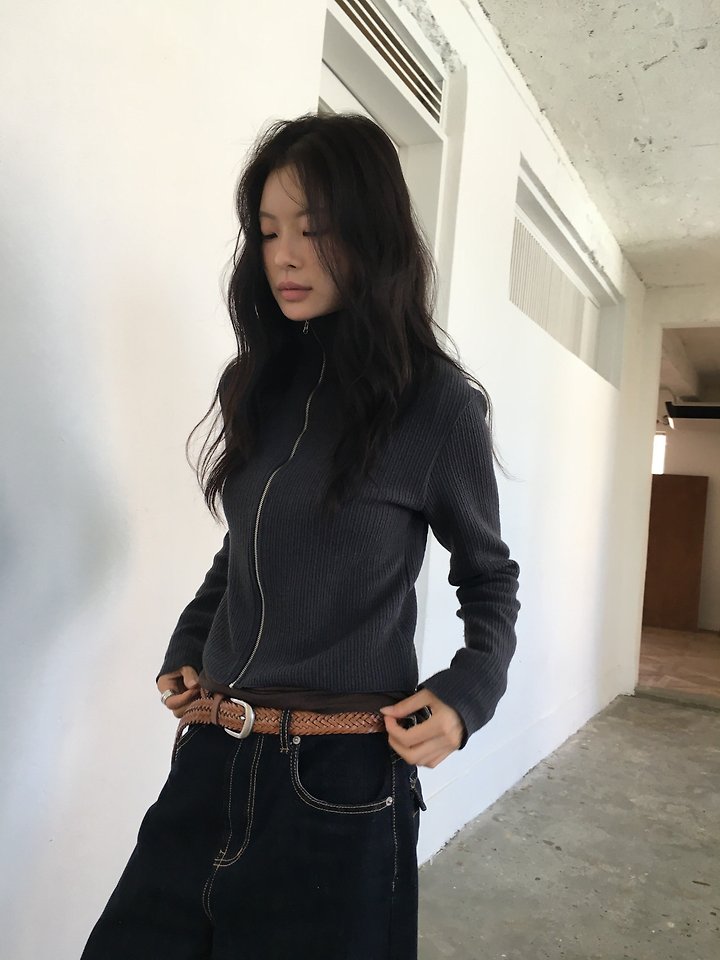 Ribbed High Neck Zip-Up by Ore for Women - view 7