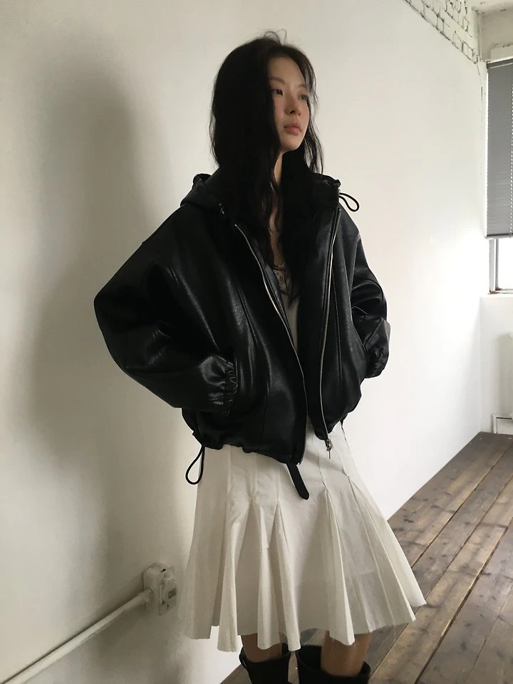 Sand Leather Hood Jacket by Ore for Women - view 9