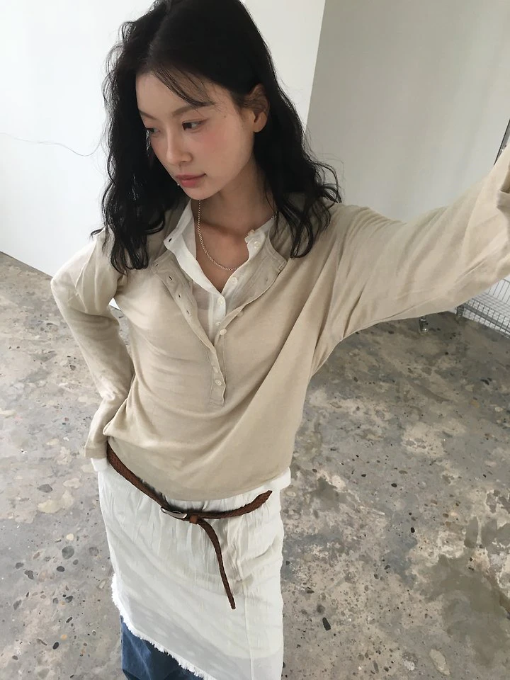 Deep Henley Neck Tee by Ore for Women - view 7