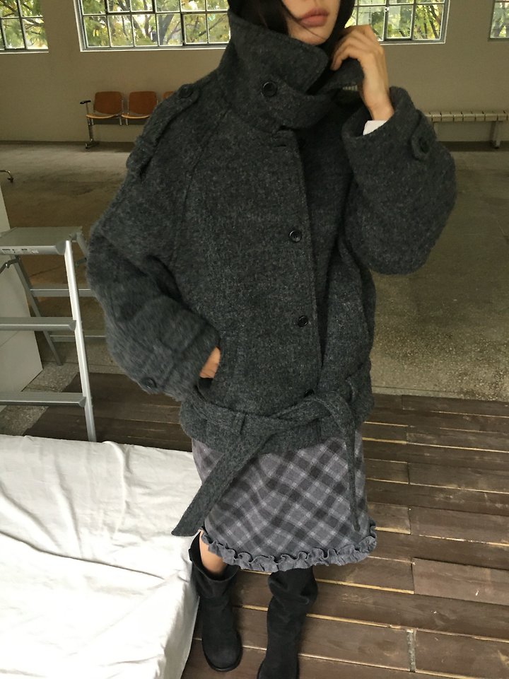 Wool High Neck Coat by Ore for Women - view 5