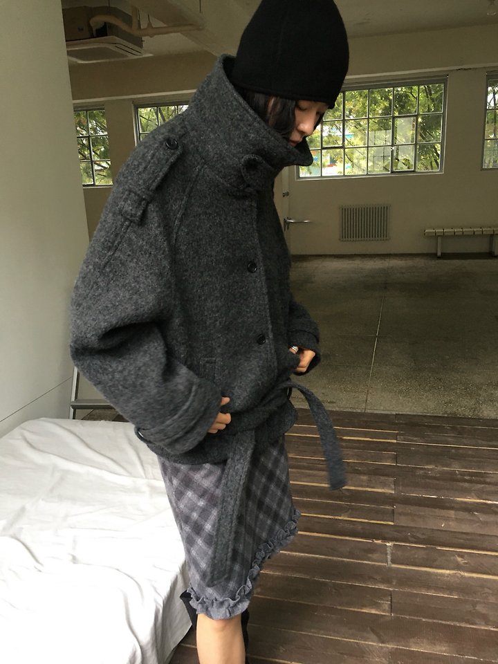 Wool High Neck Coat by Ore for Women - view 7