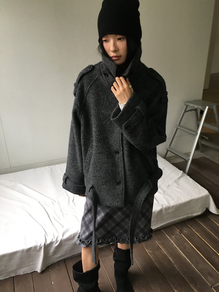 Wool High Neck Coat by Ore for Women - view 9
