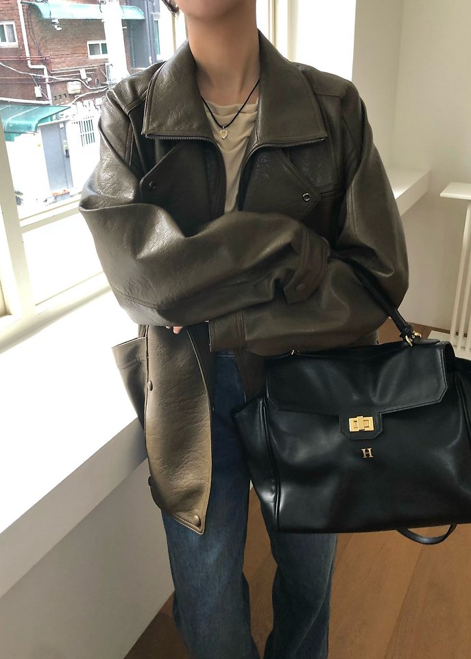 Broad Leather Jacket by Ouppt for Women - view 4