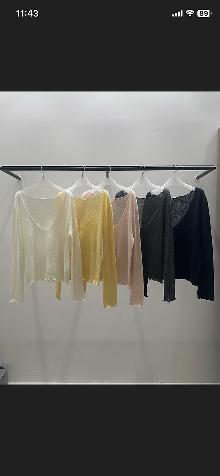 Wool Deep V-Neck Tee by Ouppt for Women - view 12