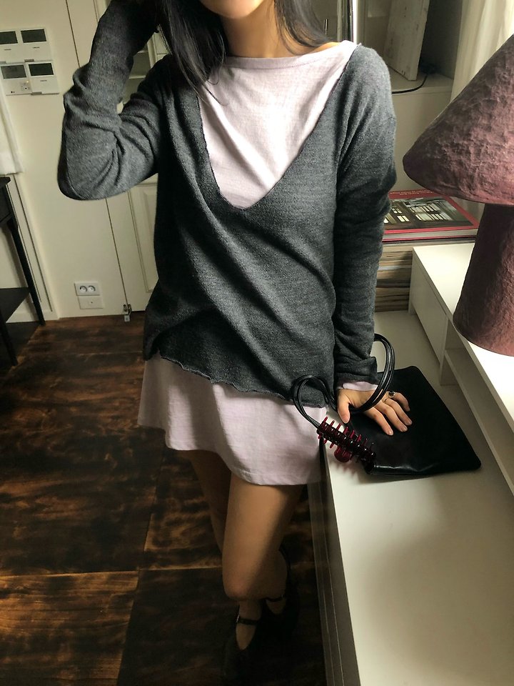 Wool Deep V-Neck Tee by Ouppt for Women - view 9
