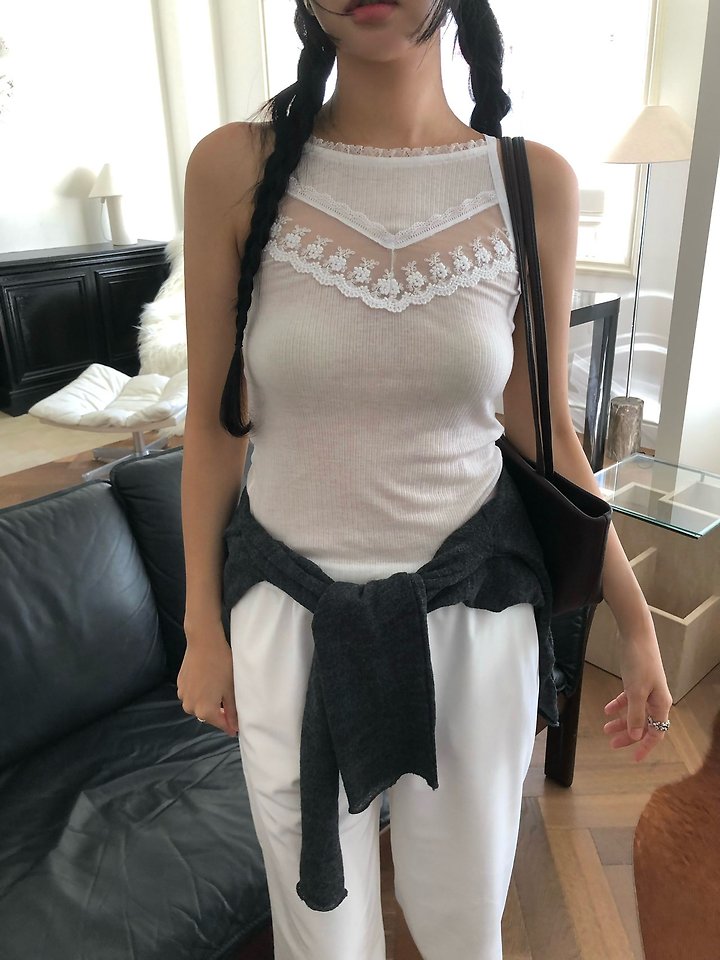 Isabel Lace Sleeveless Tee by Ouppt for Women - view 7