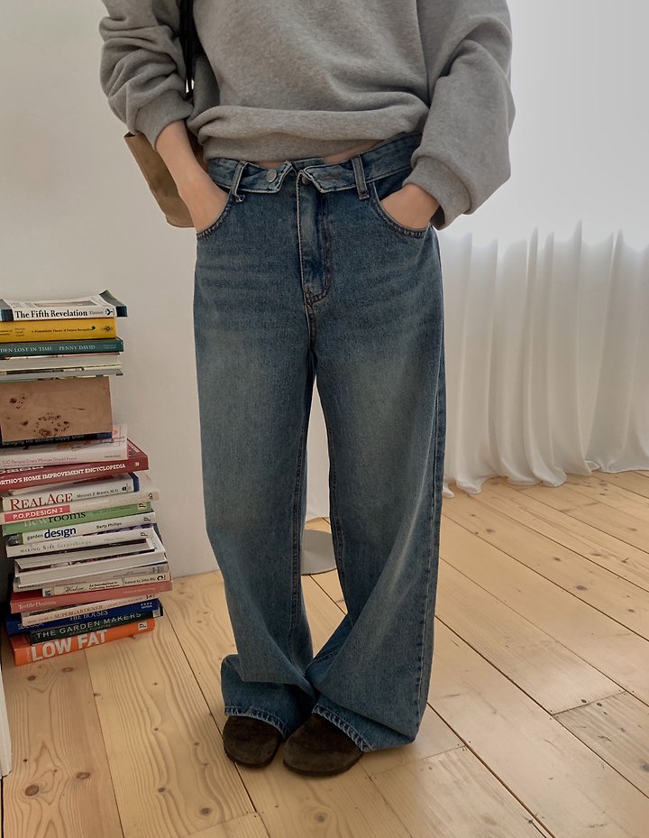 Fold Denim Pants by Pomelo for Women - view 10