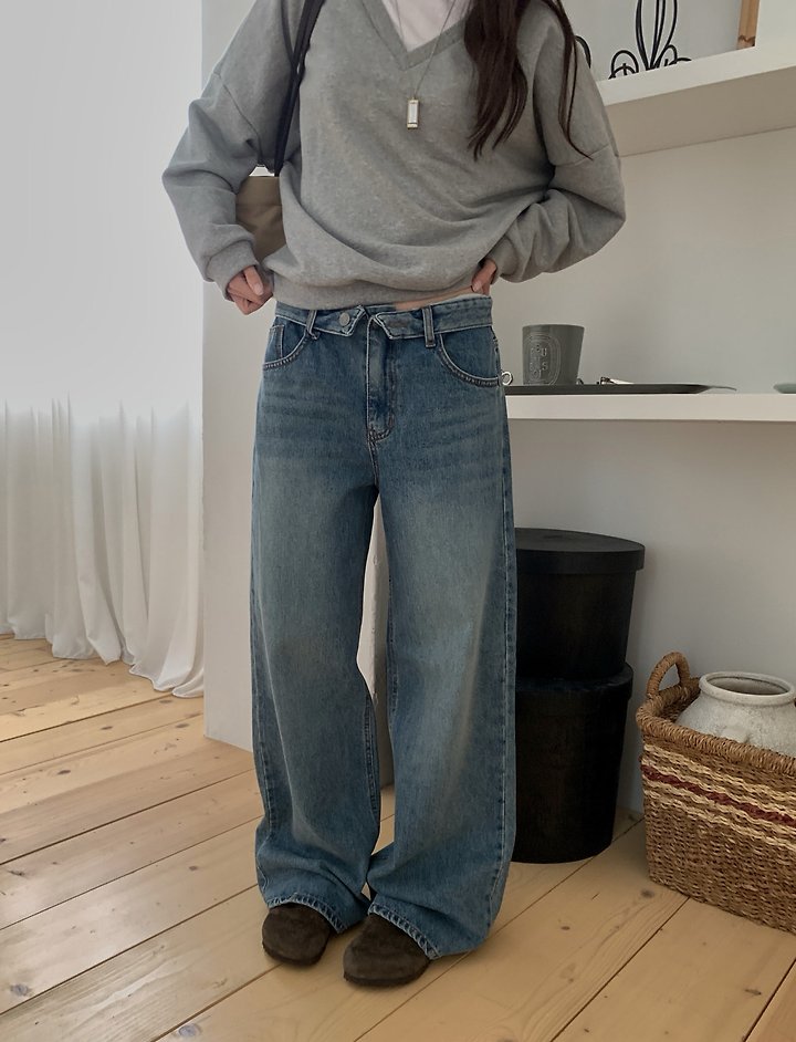 Fold Denim Pants by Pomelo for Women - view 1
