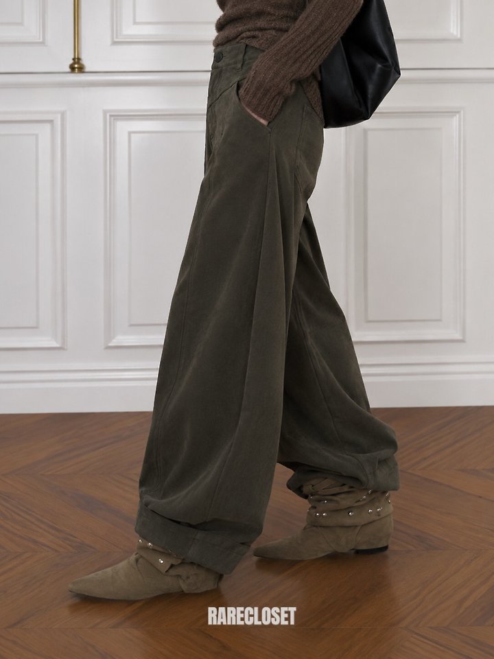 Suede Cut Line Pants by Rare Closet for Women - view 2