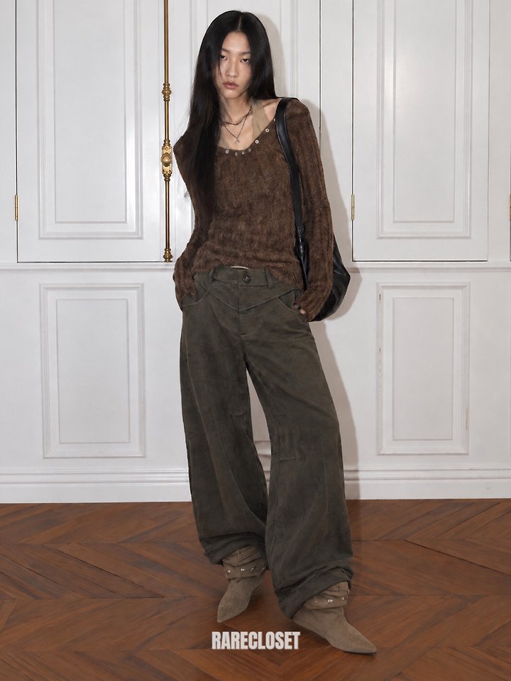 Suede Cut Line Pants by Rare Closet for Women - view 3