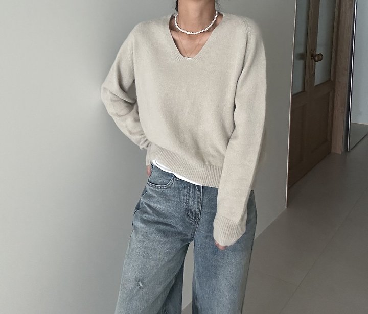 Angora V-Neck Knit by Ripple for Women - view 1