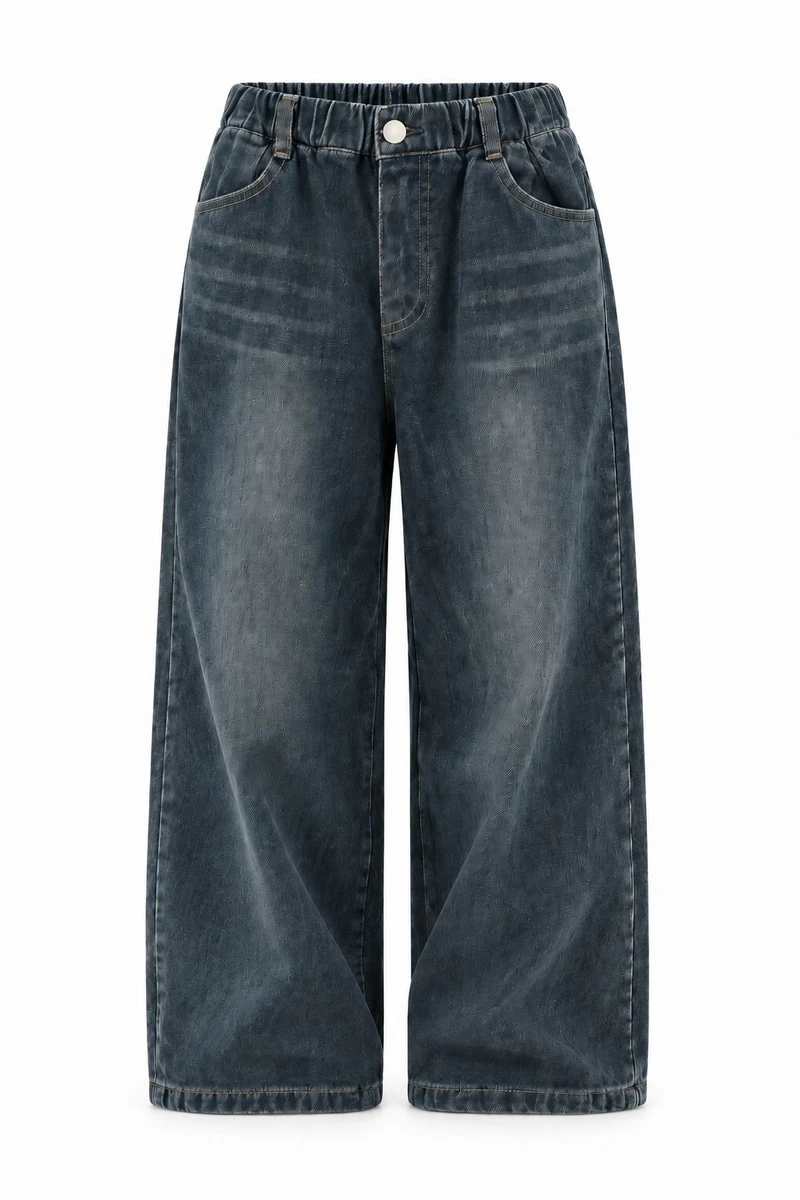 Mink Fleeced Wide Denim Pants by Sm2 for Child - view 1