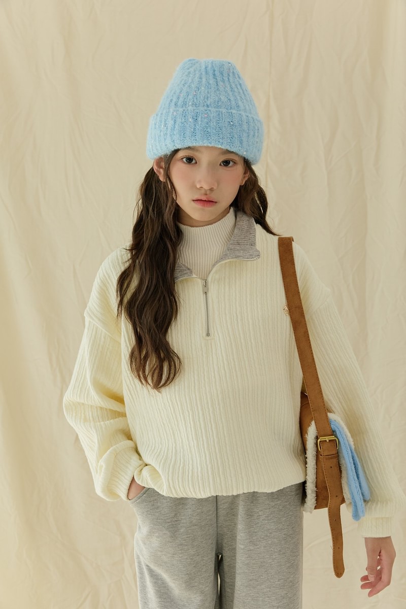 Collar Half Zip-Up Ribbed Knit by Sm2 for Child - view 2
