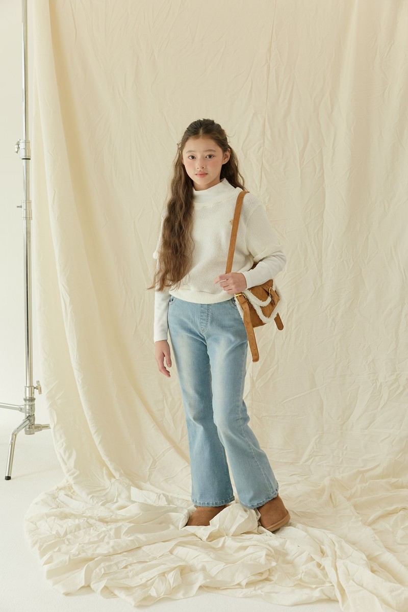 Tight Fleeced Stretch Bootcut Denim Pants by Sm2 for Child - view 6