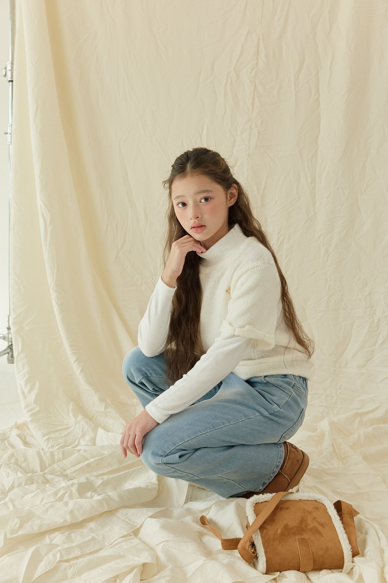 Tight Fleeced Stretch Bootcut Denim Pants by Sm2 for Child - view 8