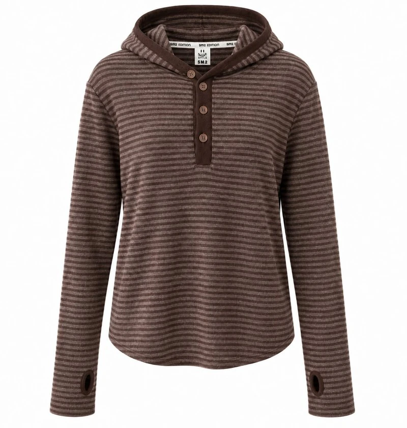 Finger Hole Fleeced Hooded Tee by Sm2 for Child - view 1