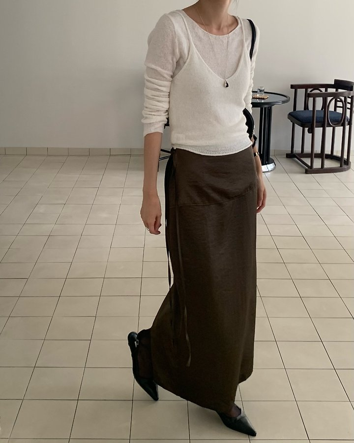 Slow Satin Wrap Layered Skirt by Something Else for Women - view 2