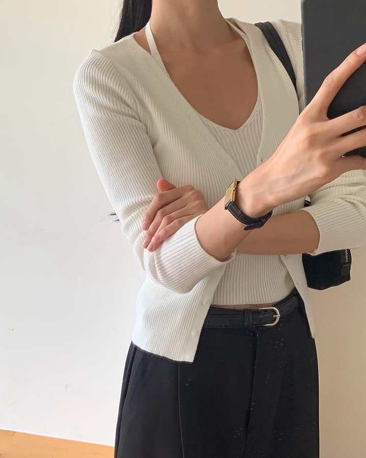 Moel Halter Sleeveless Cardigan Set by Something Else for Women - view 2