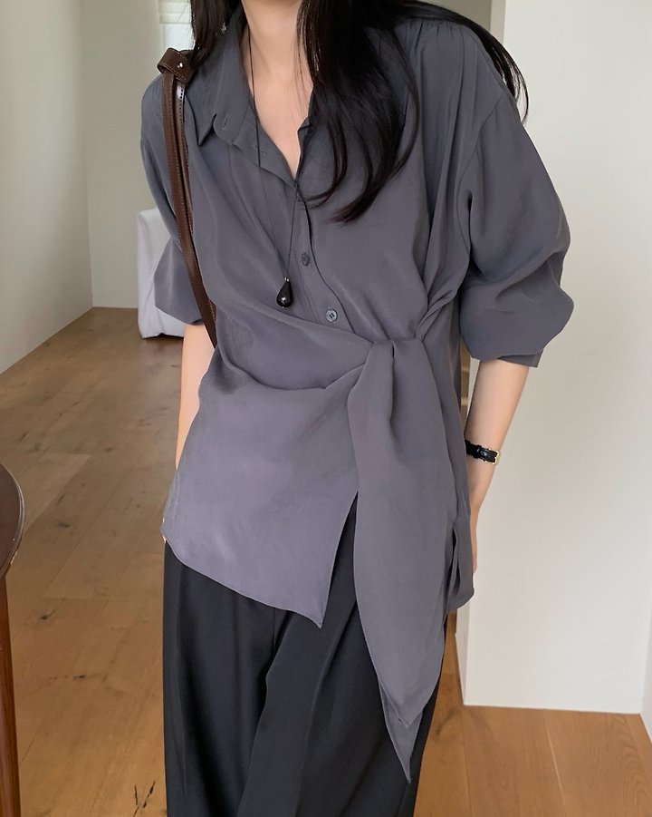 Brin Button Placket Wrap Blouse by Something Else for Women - view 4