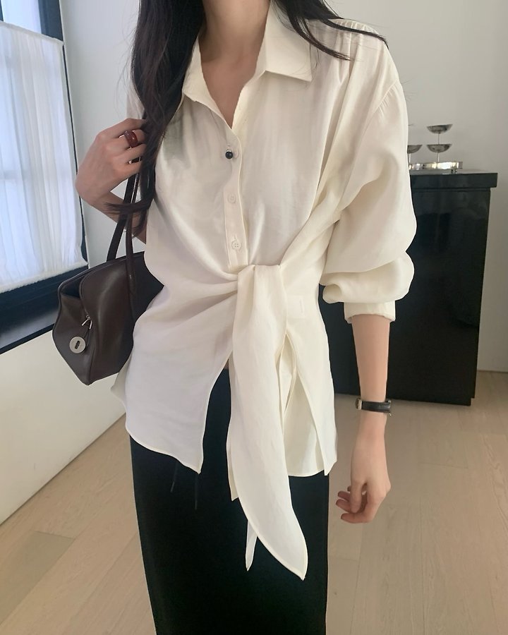 Brin Button Placket Wrap Blouse by Something Else for Women - view 8