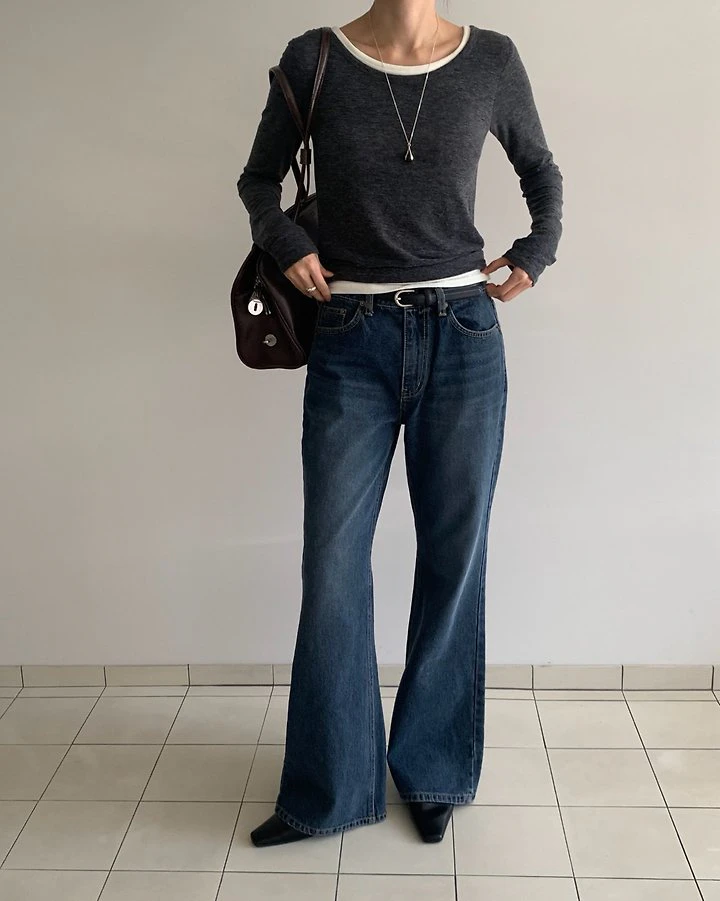 Blush Flare Denim Pants by Something Else for Women - view 2