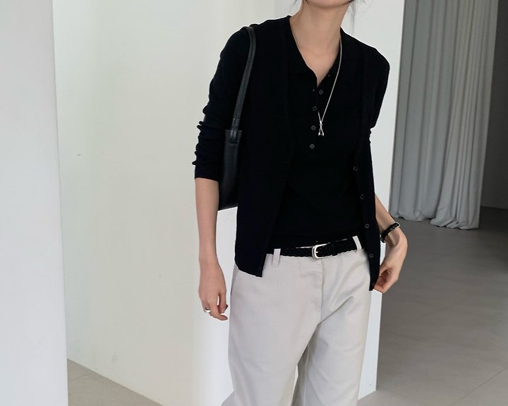 Polka Collar Sleeveless Cardigan Set by Something Else for Women - view 1