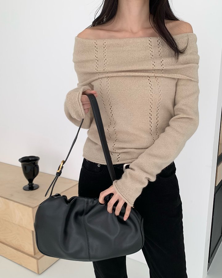 Beni Mohair Off Shoulder Knit by Something Else for Women - view 11