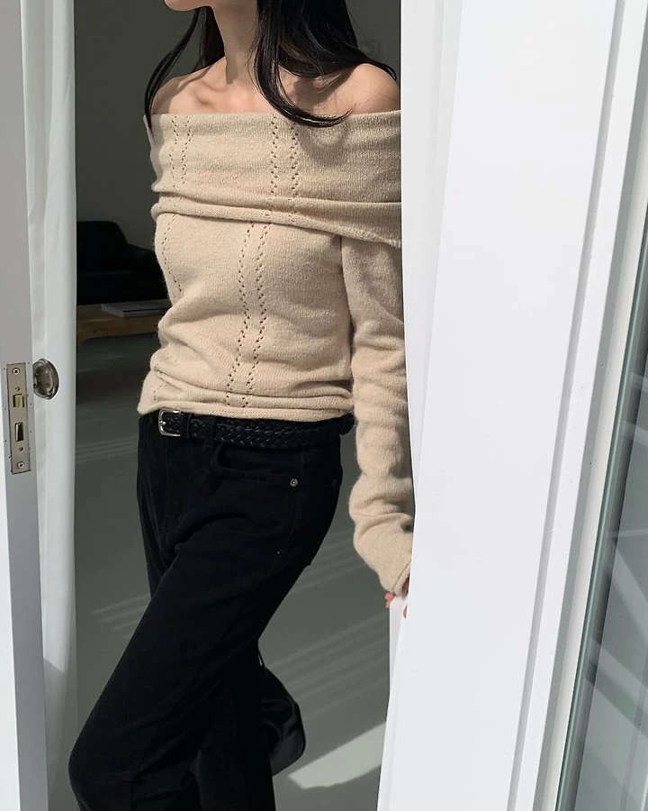 Beni Mohair Off Shoulder Knit by Something Else for Women - view 9