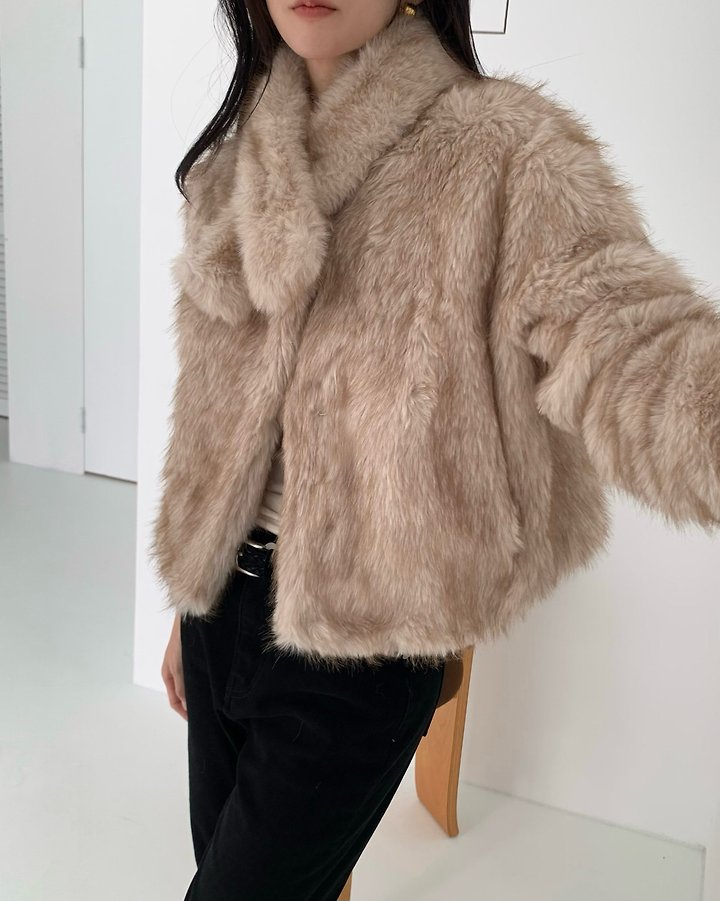 Beau Wool Fur Jacket (Muffler Set) by Something Else for Women - view 10