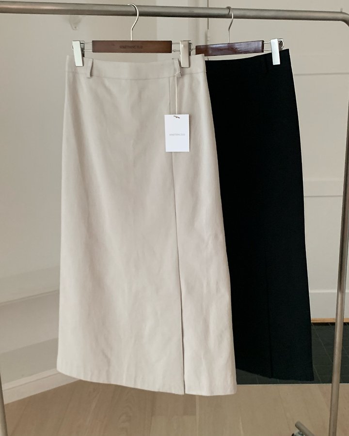 Rhea Peach Slit Skirt (Outer Brushed) by Something Else for Women - view 12