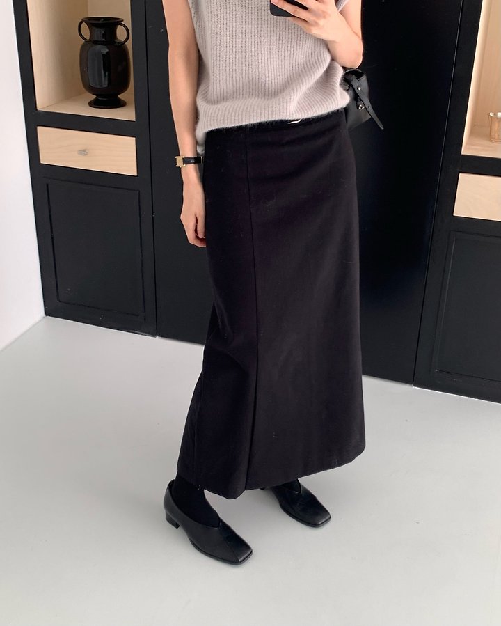 Rhea Peach Slit Skirt (Outer Brushed) by Something Else for Women - view 6