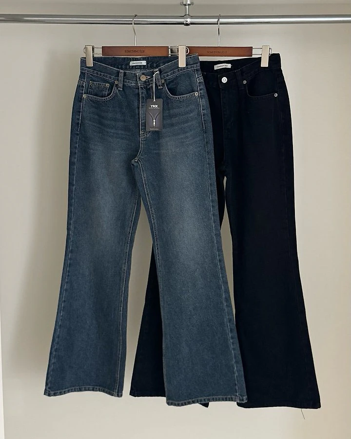 Blush Flare Denim Pants by Something Else for Women - view 12