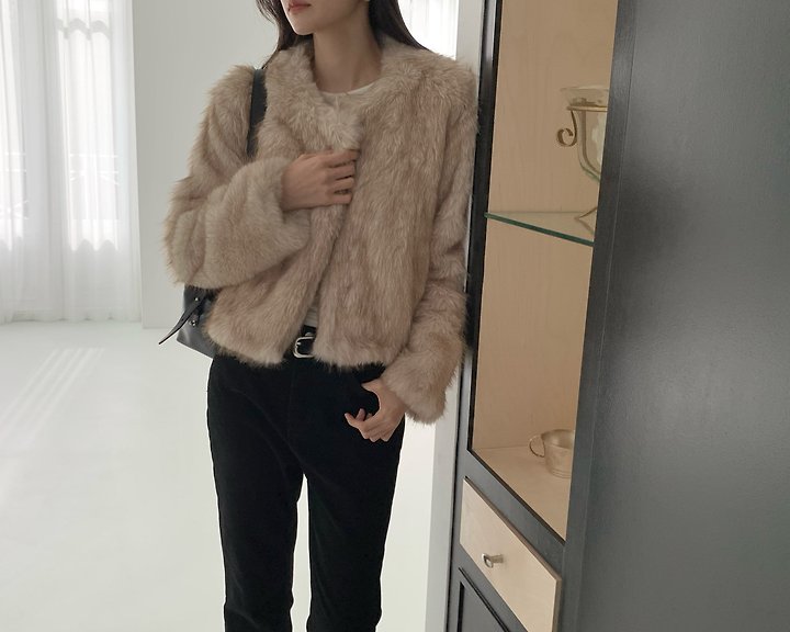 Beau Wool Fur Jacket (Muffler Set) by Something Else for Women - view 2